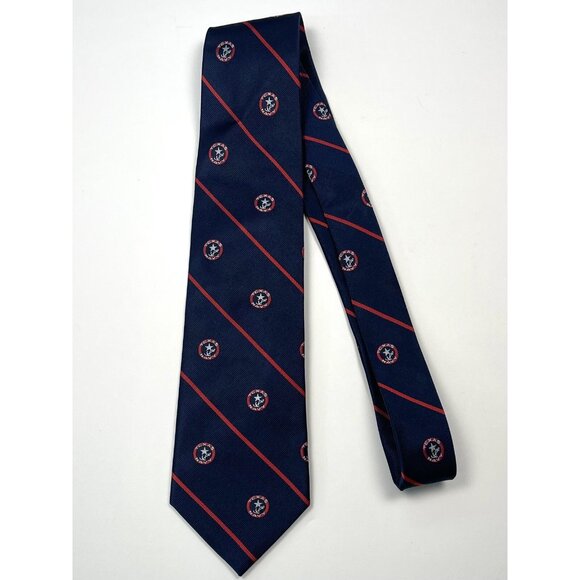 Designs by ANTHONY Mens 100% Silk Texas Navy Print Classic NECKTIE Neck Tie EUC - Picture 1 of 3